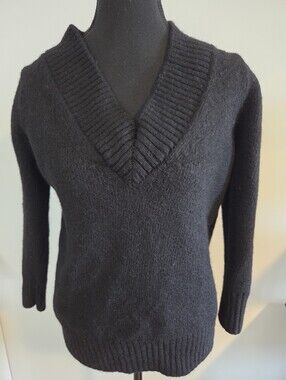 Dries Van Noten wool/alpaca thick knit jet black sweater Sz S